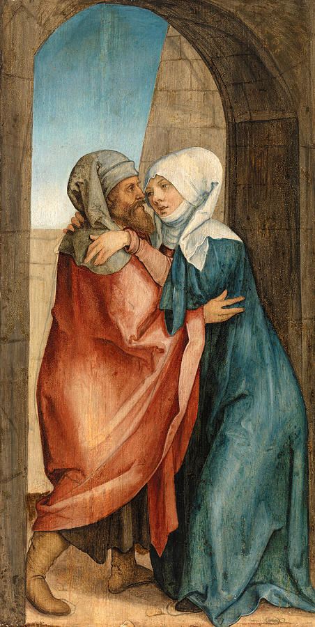 Meeting of Joachim and Anna at the Golden Gate Painting by Hans von Kulmbach