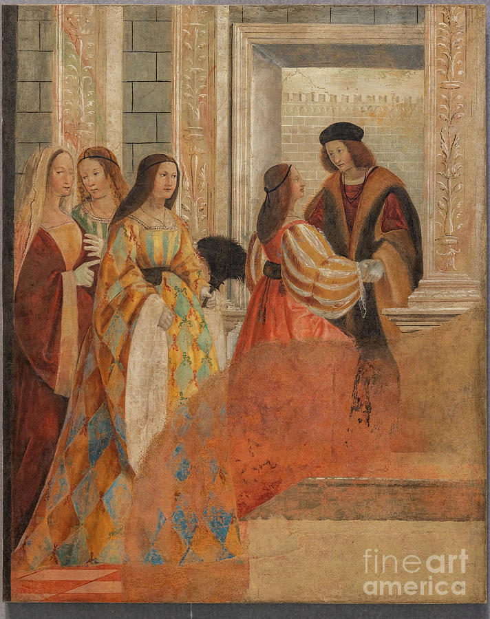 Meeting Of The Betrothed Couple, 151708 Painting by Floriano Ferramola