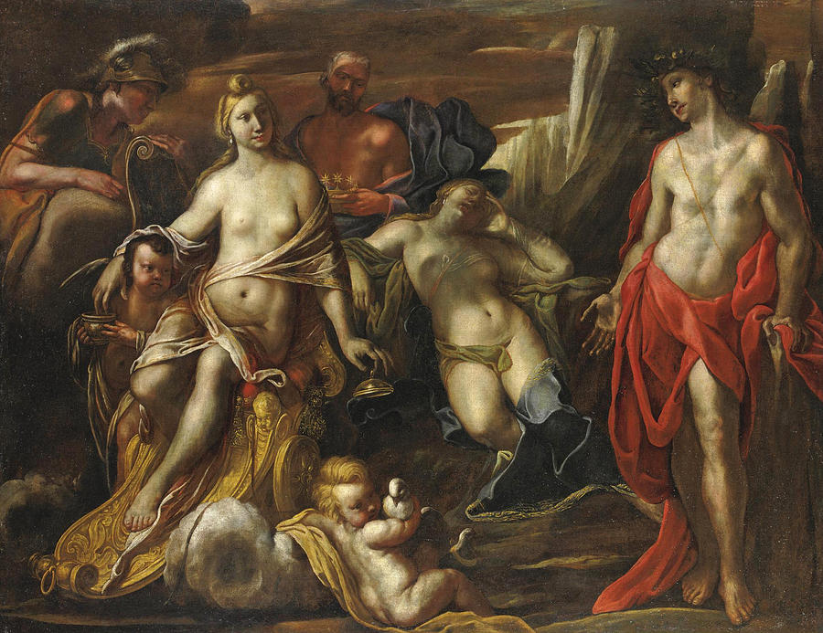 Meeting on Mount Olympus Painting by Sienese School