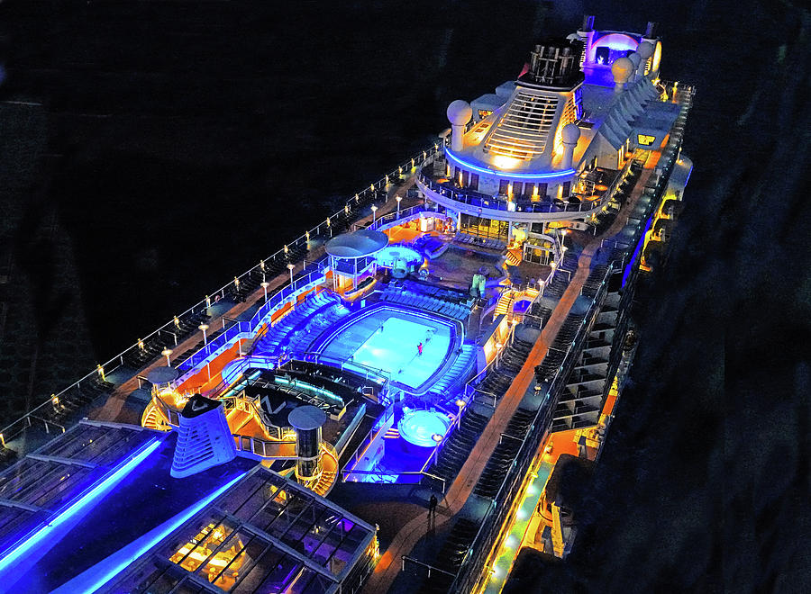 Mega Cruise Ship At Night Photograph