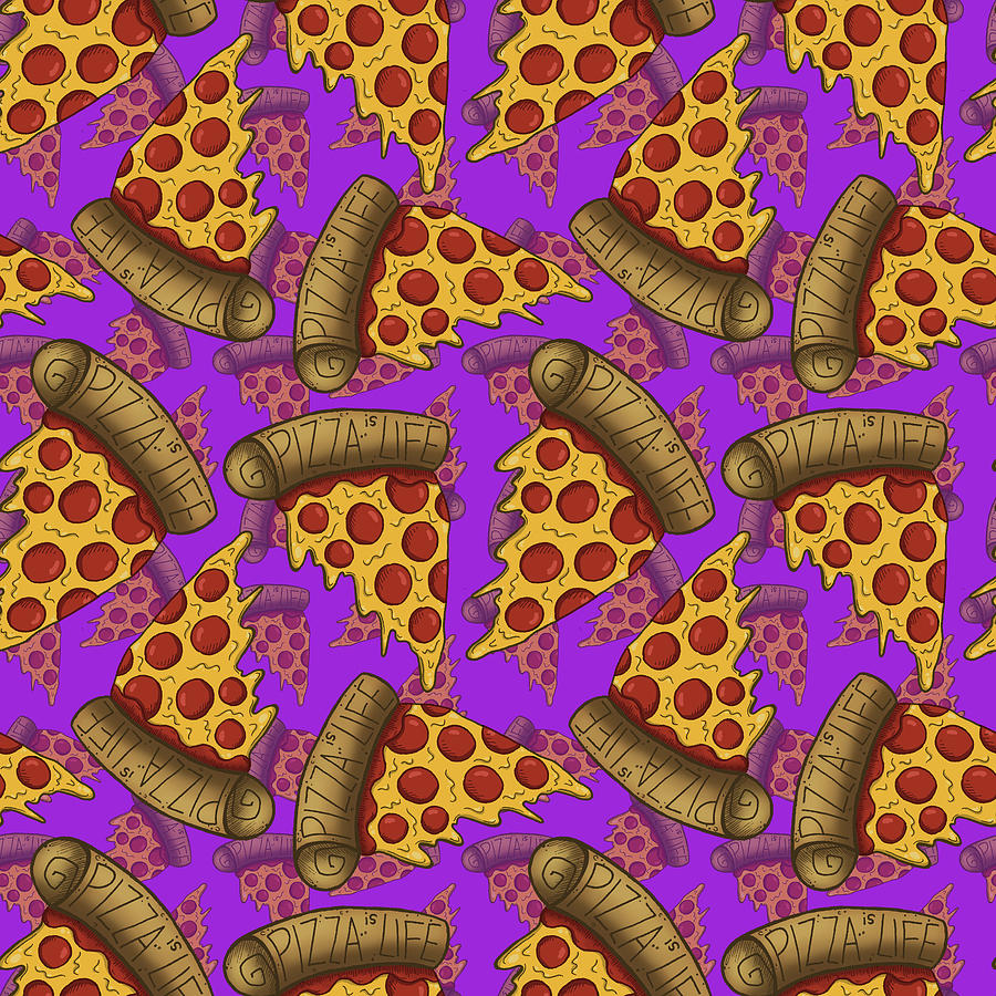Typography Digital Art - Mega Pizza Party Pattern by Lauren Ramer