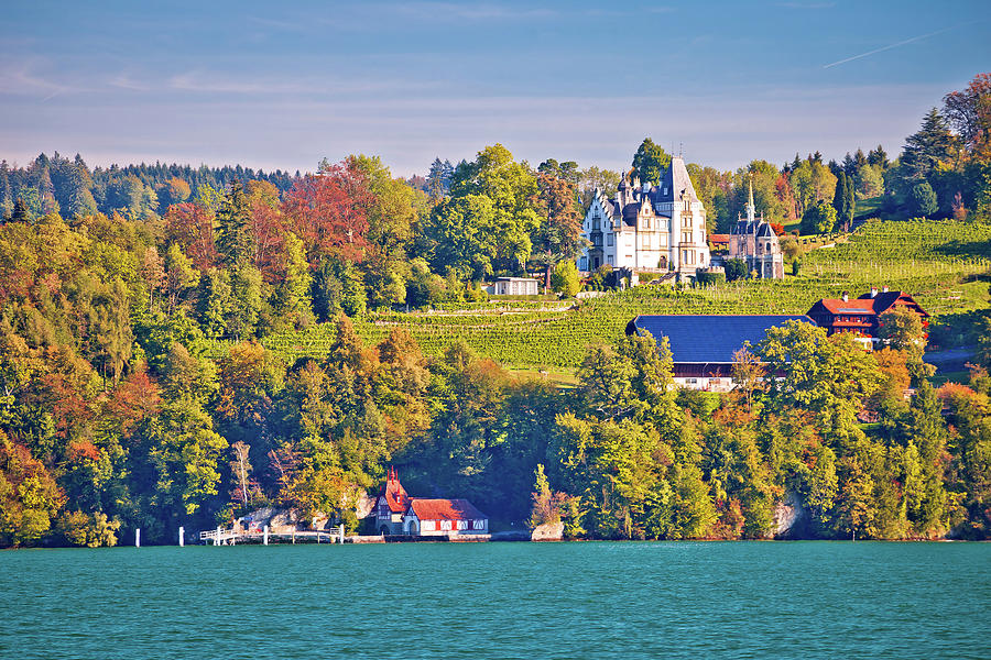 Meggenhorn Castle and idyllic lake Luzern landscape view Photograph by Brch Photography