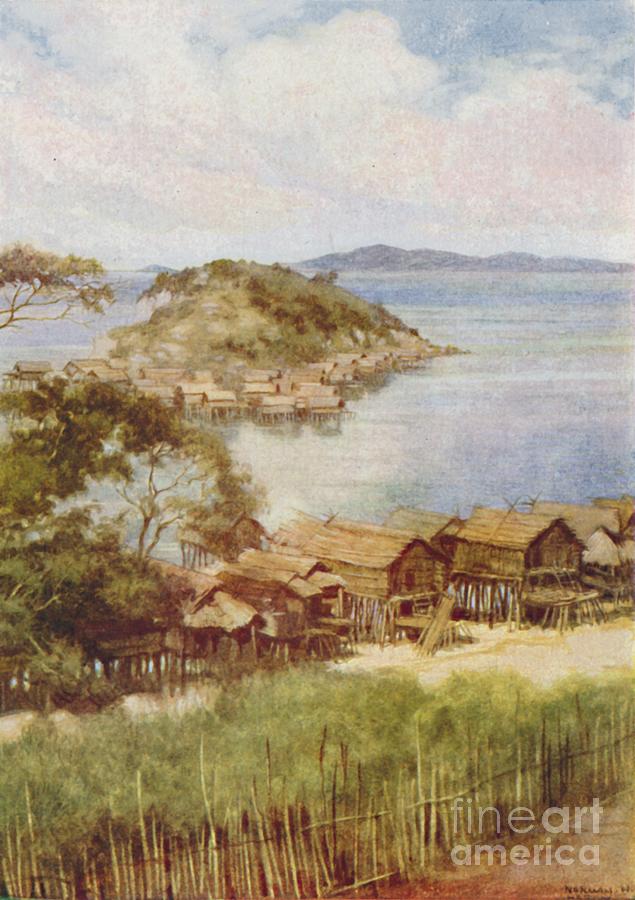 Melanesian Village Drawing by Print Collector