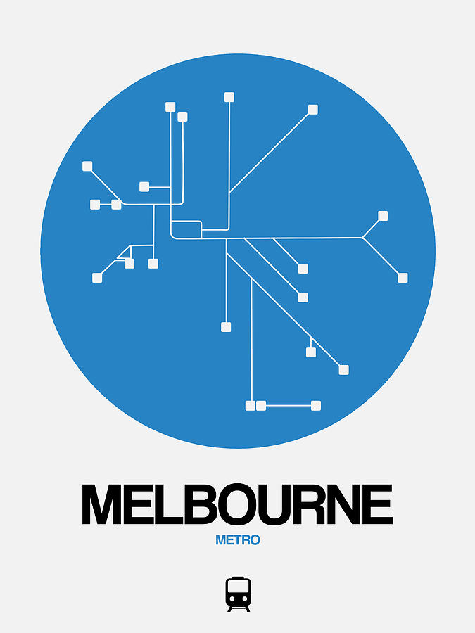 Map Digital Art - Melbourne Blue Subway Map by Naxart Studio
