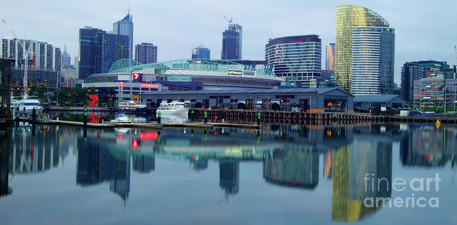 Melbourne City Docklands With Reflection Photograph