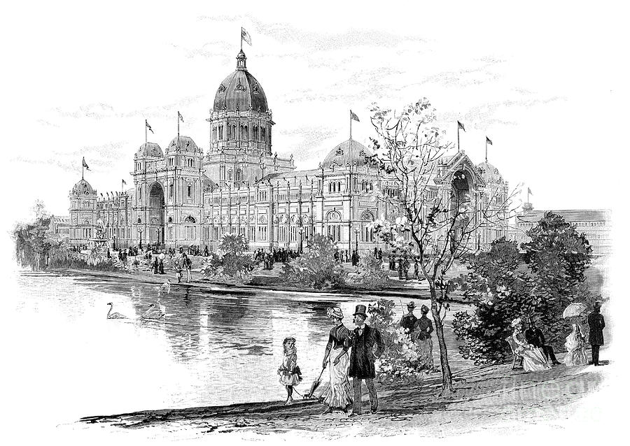 Melbourne Exhibition Building Drawing by Print Collector