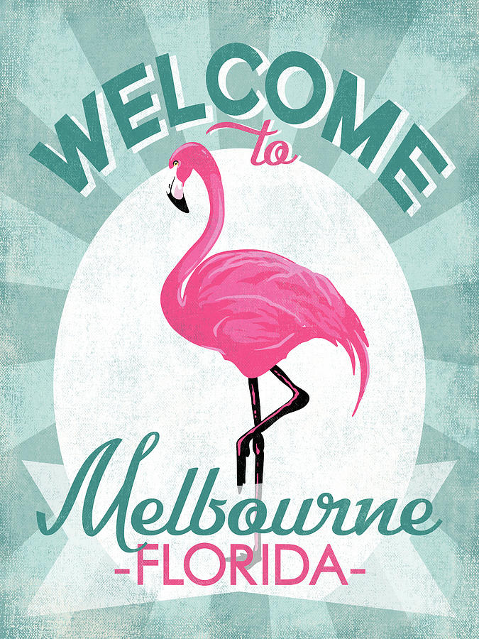 Vintage Digital Art - Melbourne Florida Pink Flamingo by Flo Karp
