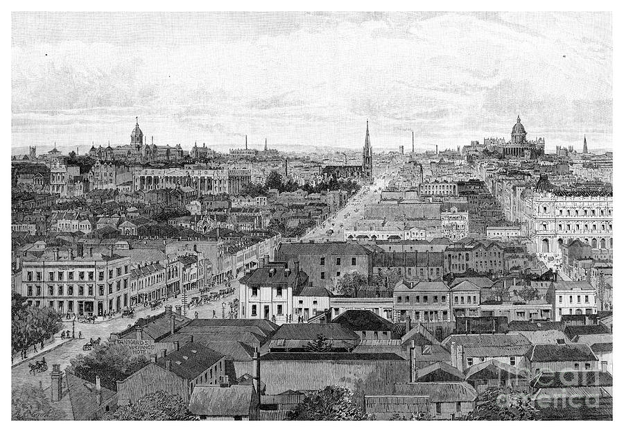 Melbourne Looking East, Victoria Drawing by Print Collector