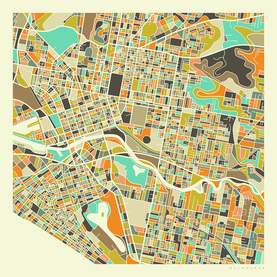 Map Digital Art - Melbourne Map 1 by Jazzberry Blue
