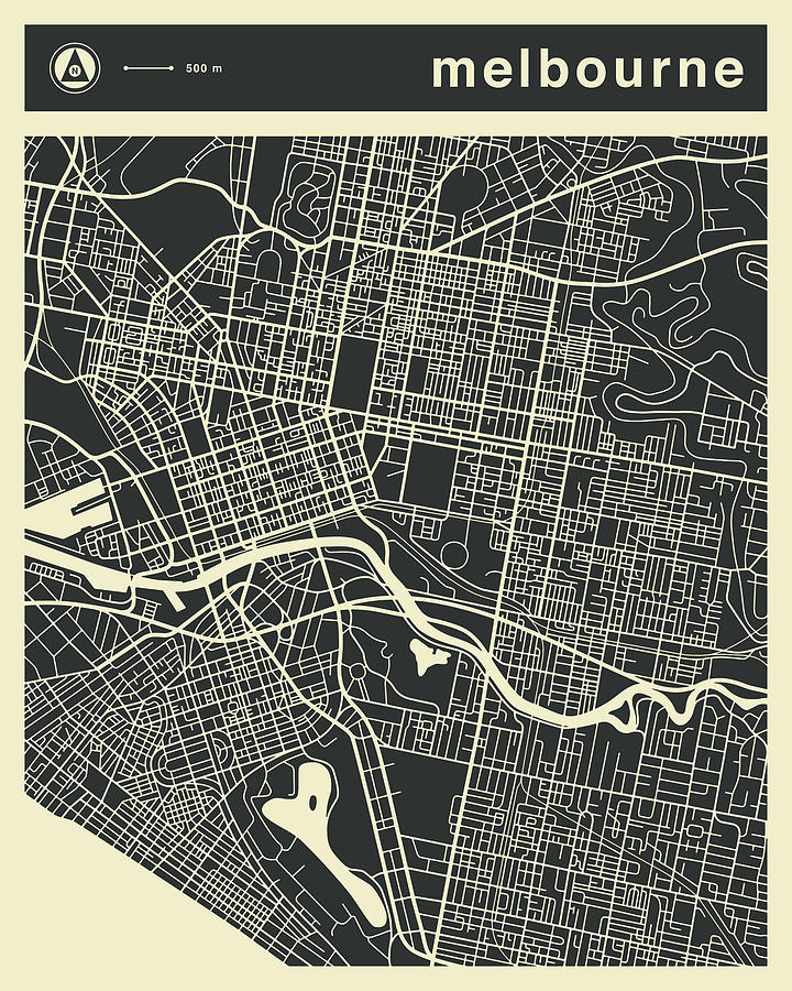 Map Digital Art - Melbourne Map 3 by Jazzberry Blue