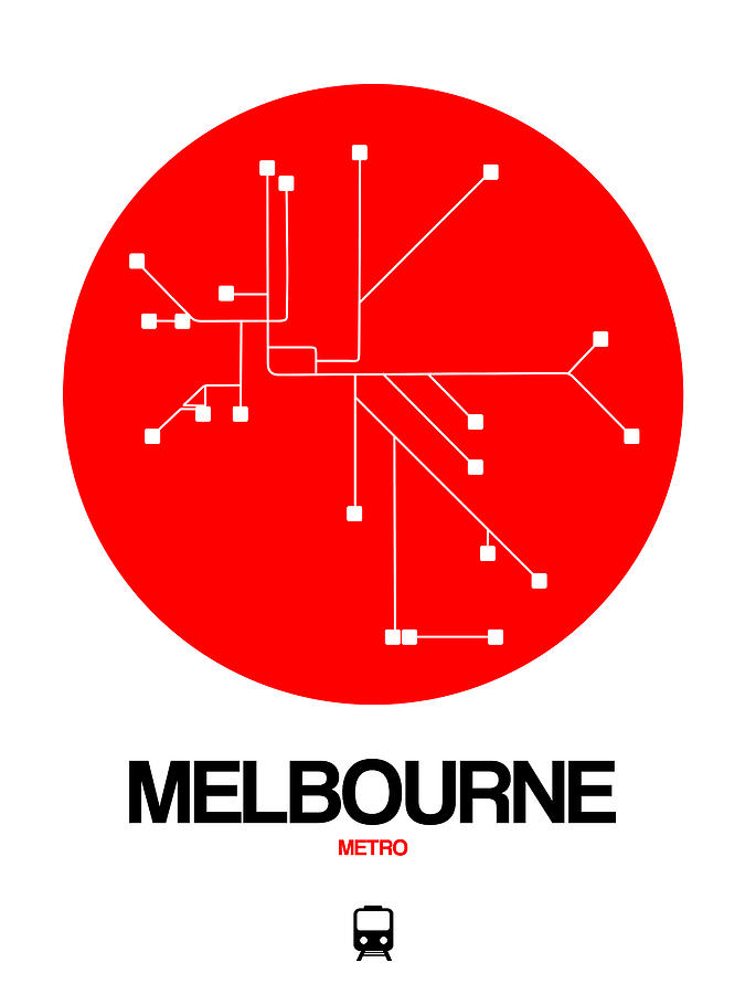 Map Photograph - Melbourne Red Subway Map by Naxart Studio