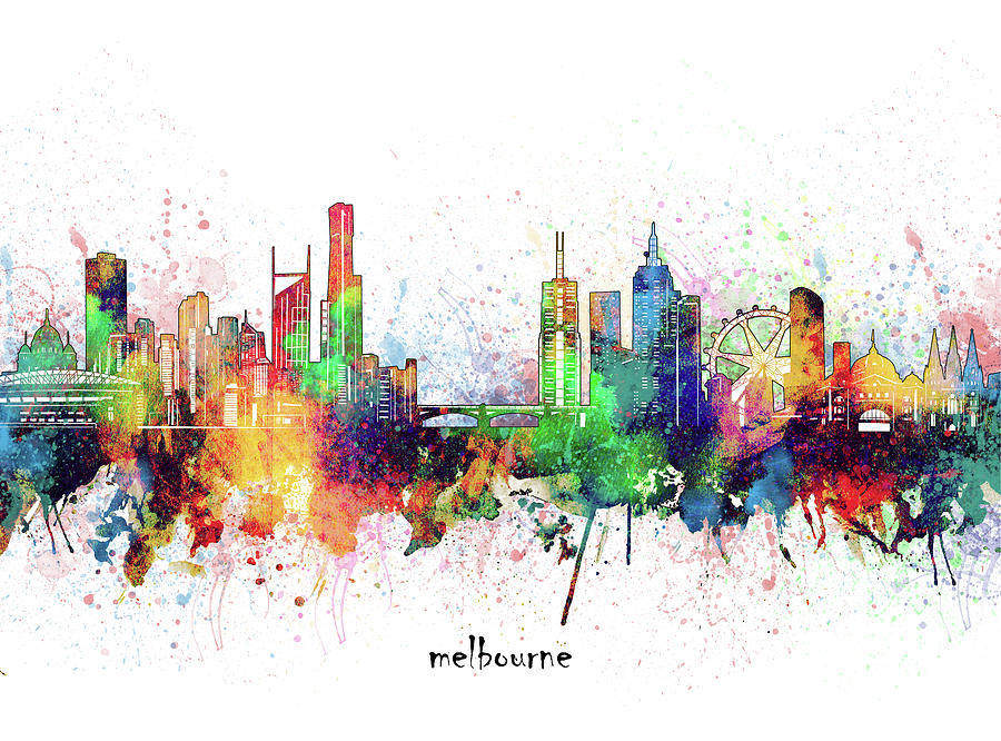 Melbourne Skyline Artistic Digital Art