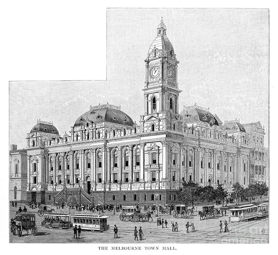 Melbourne Town Hall, Victoria Drawing by Print Collector