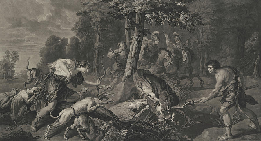 Huntress Painting - Meleager And Atalanta Hunting The Calydonian Boar by Peter Paul Rubens