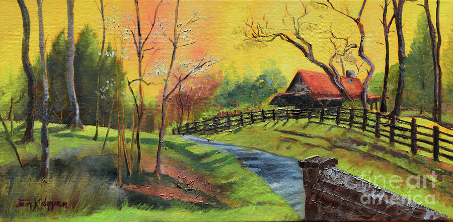 Mellow Yellow at Falling Waters Painting by Jan Dappen