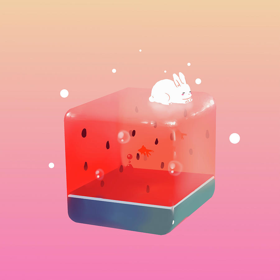 Watermelon Mixed Media - Melon Cube by Seerlight