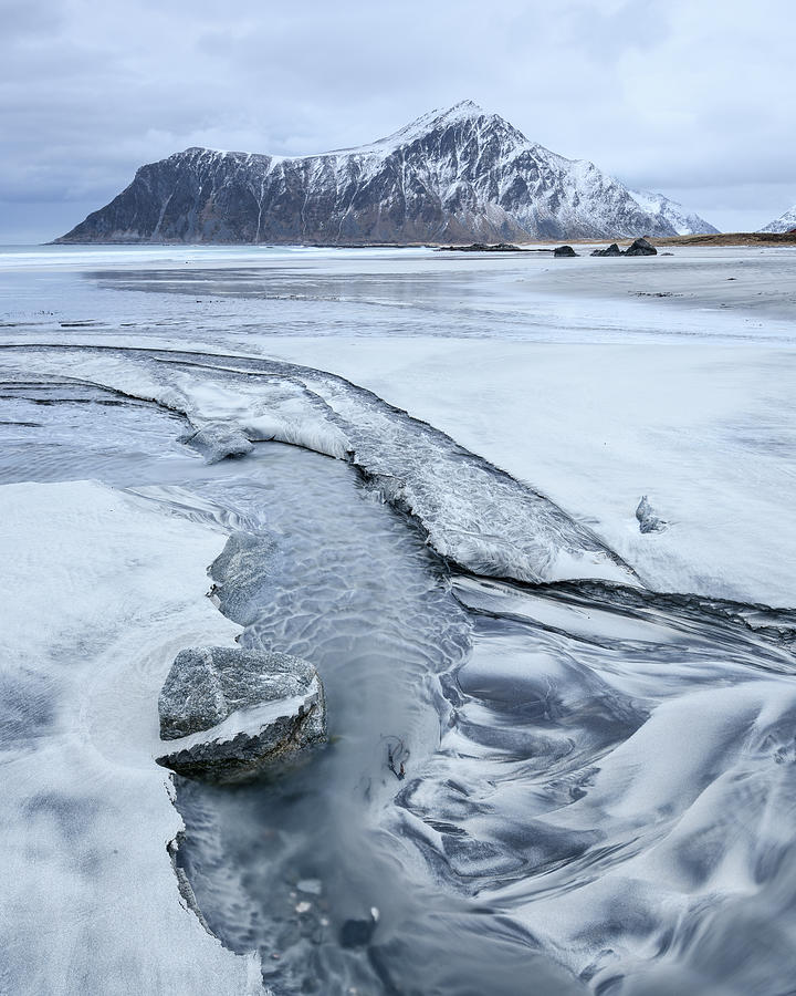 Melt Water, Skagsanden, Lofoten, Norway, February 2017. Photograph by ...