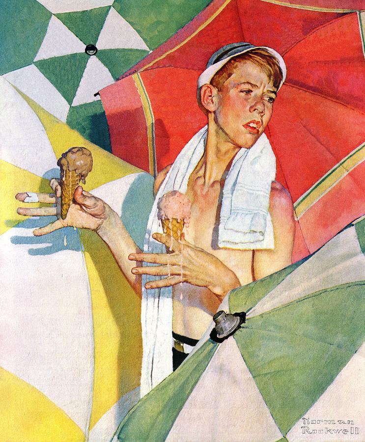melting Ice Cream Or joys Of Summer Painting by Norman Rockwell
