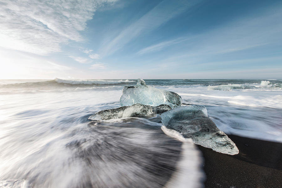 Oceans Photograph - Melting Ice On Beach Near Jokulsarlon by Jon Helgason