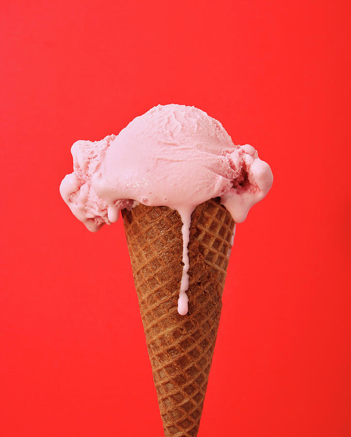 Melting Strawberry Ice Cream Cone Photograph by Kevinruss