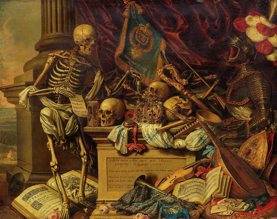Memento Movie Painting - Memento Mori still life with musical instruments by Carstian Luyckx