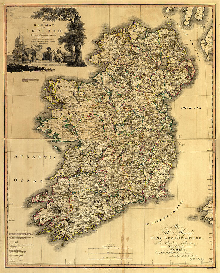 Memoir Map of Ireland - 1797 Painting by Unknown - Fine Art America