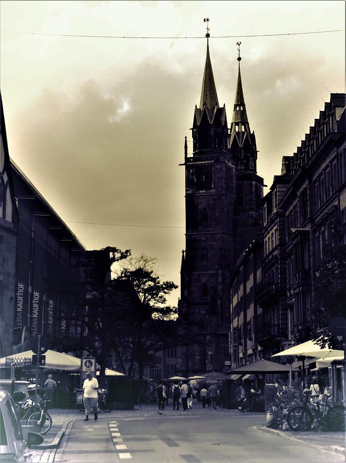 Memories Of Main Street Of Nuremberg Germany In Grey Scale Photograph