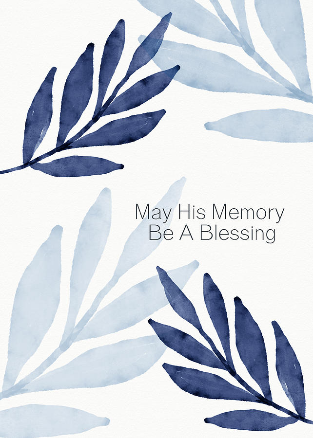Jewish Mixed Media - Memory Blessing Blue- Art by Linda Woods by Linda Woods