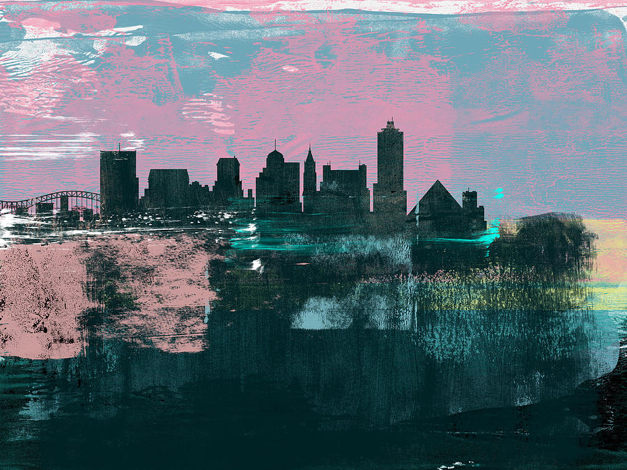 Memphis Mixed Media - Memphis Abstract Skyline I by Naxart Studio