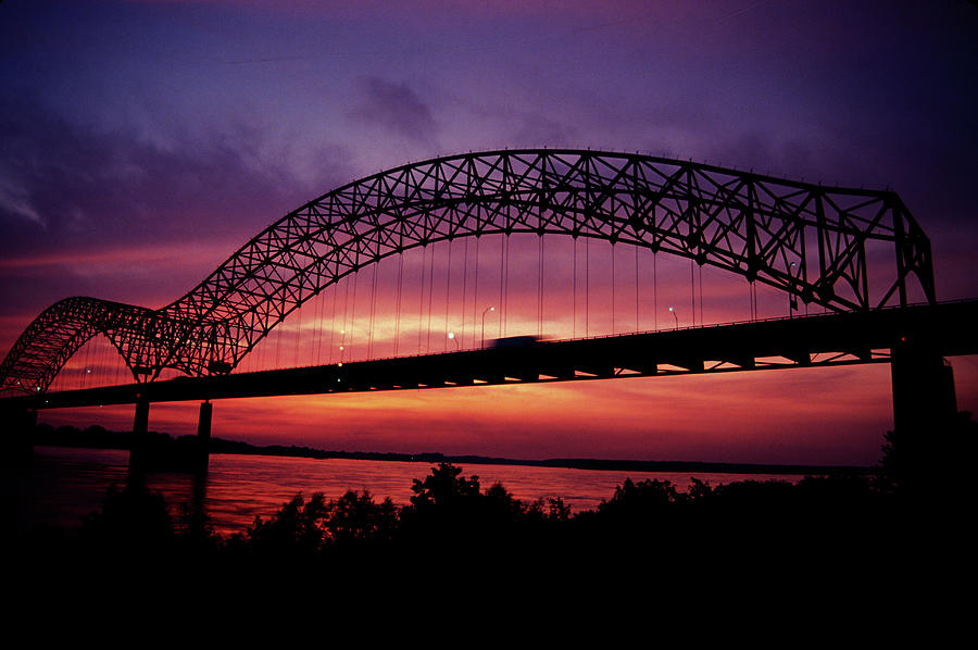 Memphis Bridge at Sunset Photograph by James C Richardson