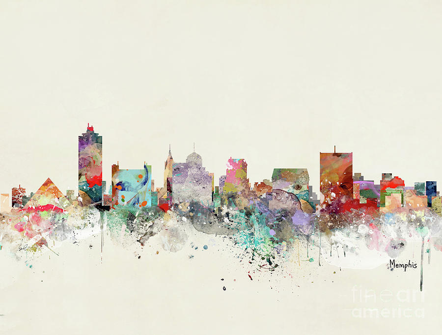 Memphis City Skyline Painting by Bri Buckley