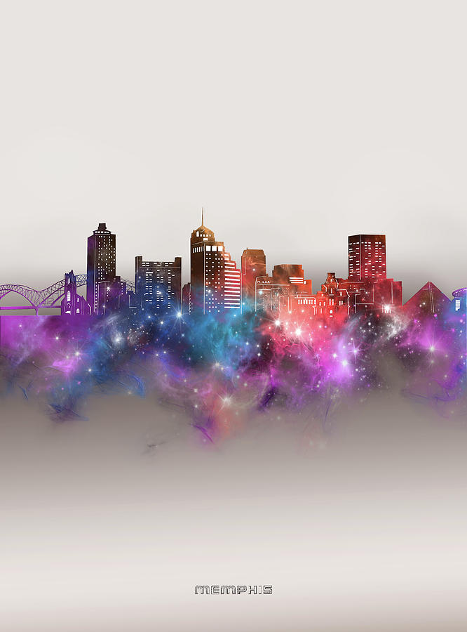 Memphis Digital Art - Memphis Skyline Galaxy by Bekim M