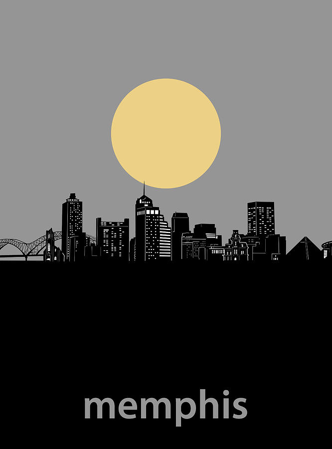 Memphis Skyline Minimalism Grey Digital Art