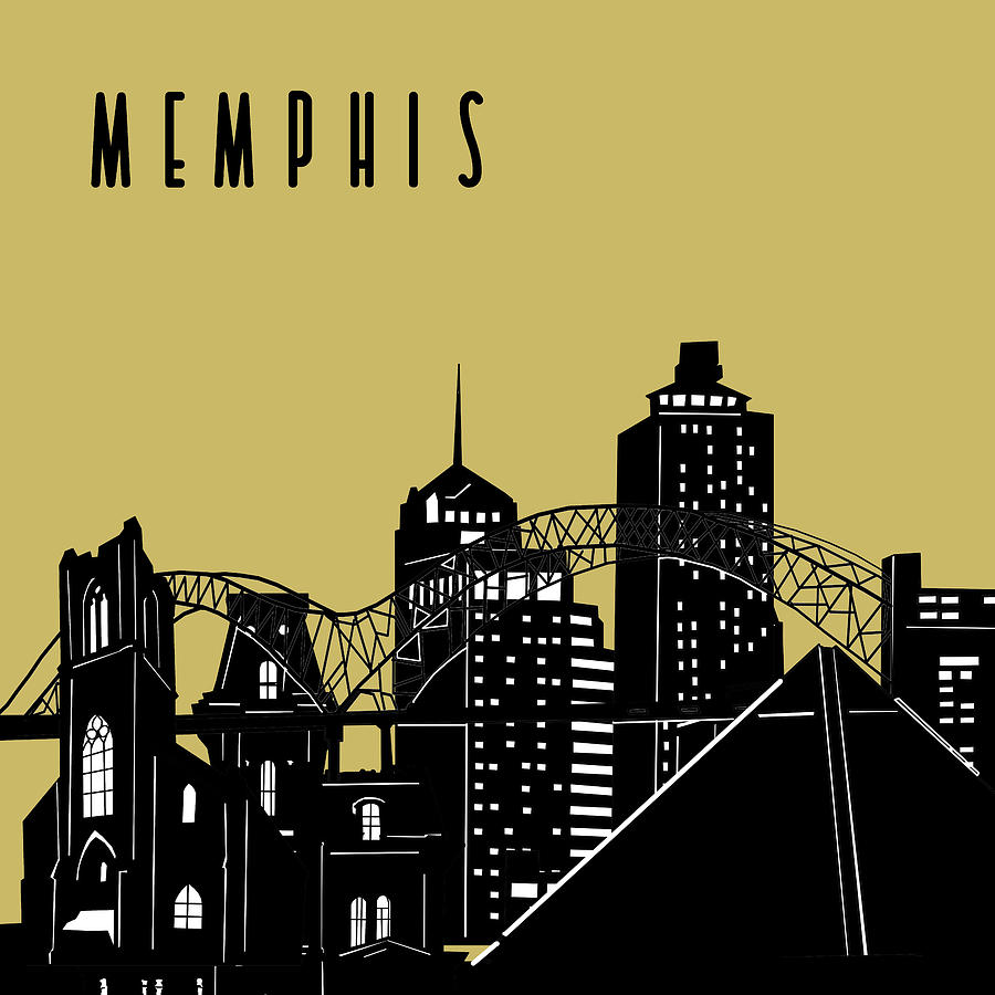 Memphis Skyline Panorama Yellow Digital Art