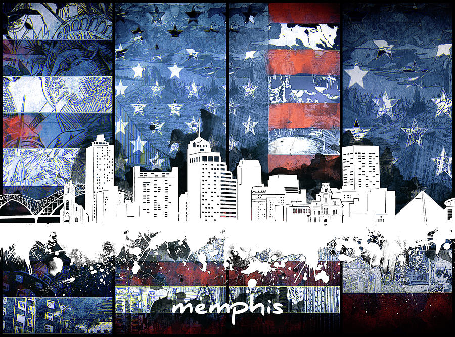 Memphis Skyline Usa Flag 2 Digital Art