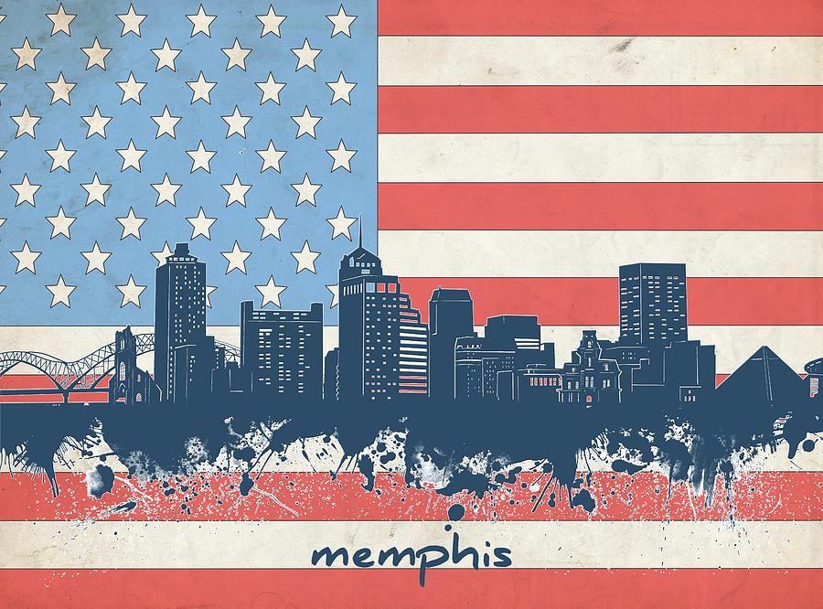 Memphis Skyline Usa Flag Digital Art