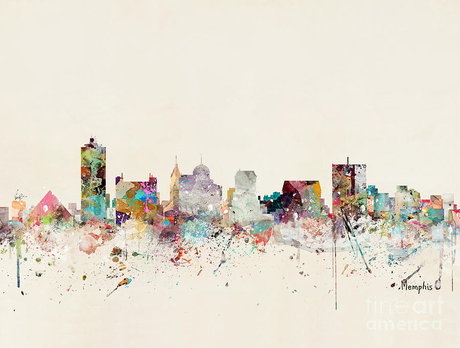 Memphis Tennessee Skyline Painting by Bri Buckley