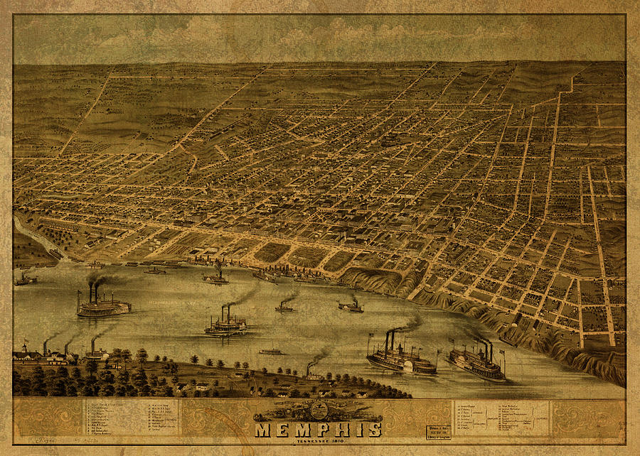 Memphis Tennessee Vintage City Street Map 1870 Mixed Media by Design ...