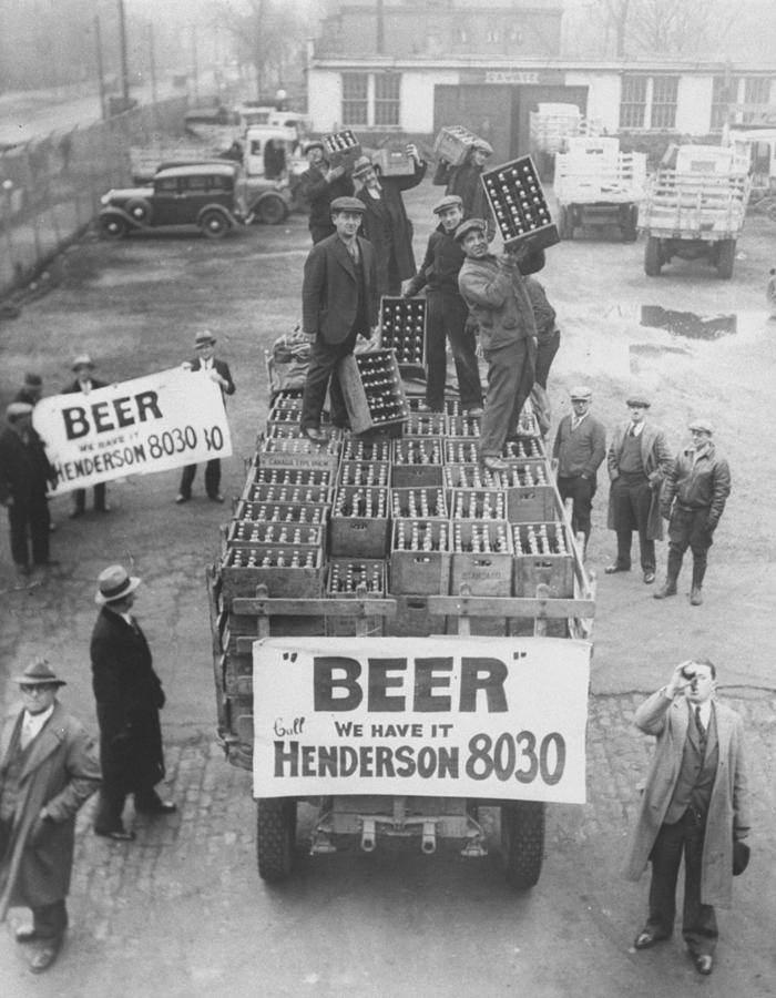 Men Atop Beer Delivery Truck W. Sign Re Photograph by Time Life Pictures Men Atop Beer Delivery Truck W. Sign Re Photograph by Time Life Pictures