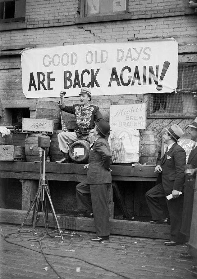 Men Celebrate Newly Reopened Brewery Photograph by Bettmann