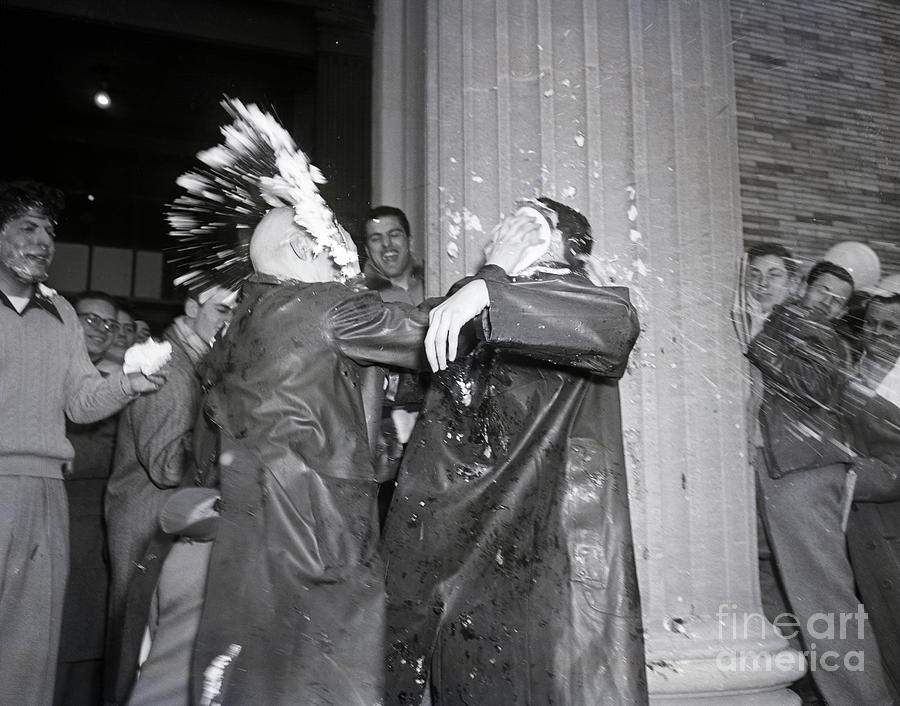 Men Hit Each Other With Pies In The Face Photograph by Bettmann