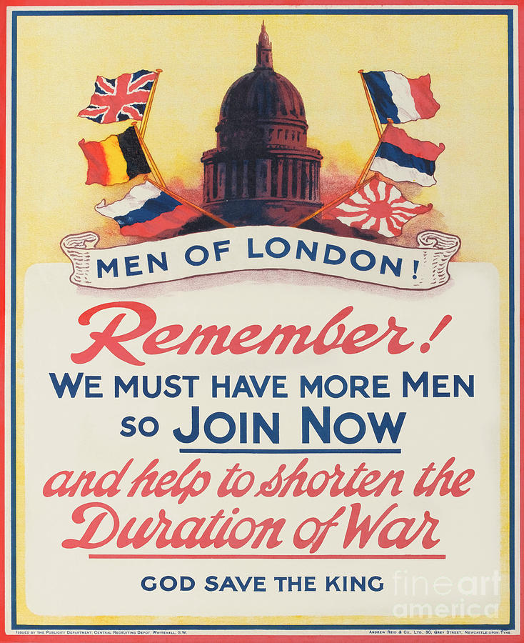 Men Of London Remember We Must Have More Men, 1914 Painting by British School