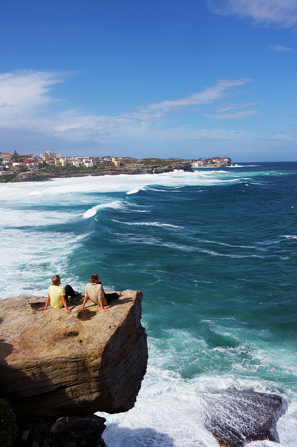 Men On Sea Rocks At Bronte Beach Photograph by Oliver Strewe