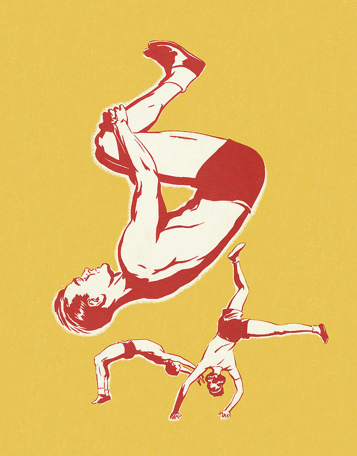 Sports Drawing - Men Performing Gymnastics by CSA Images