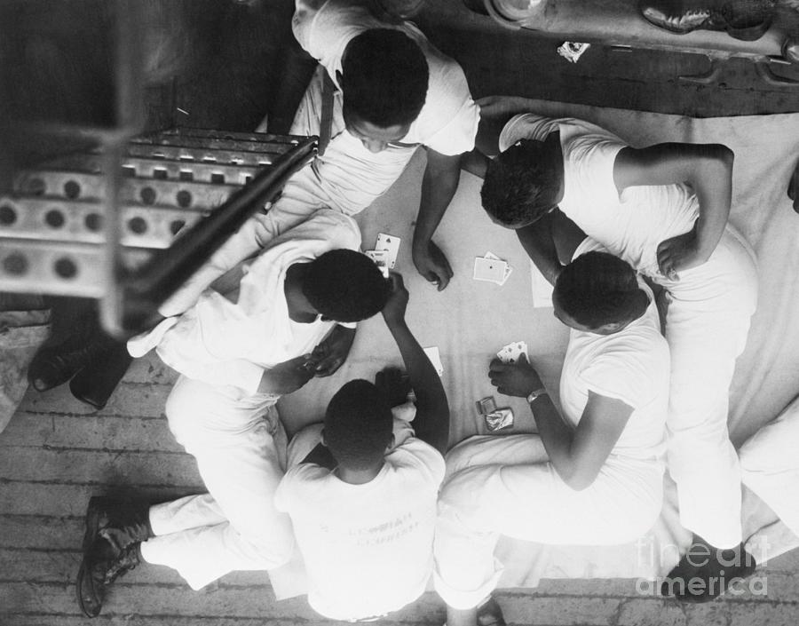 Men Playing Cards On Military Ship Photograph by Bettmann