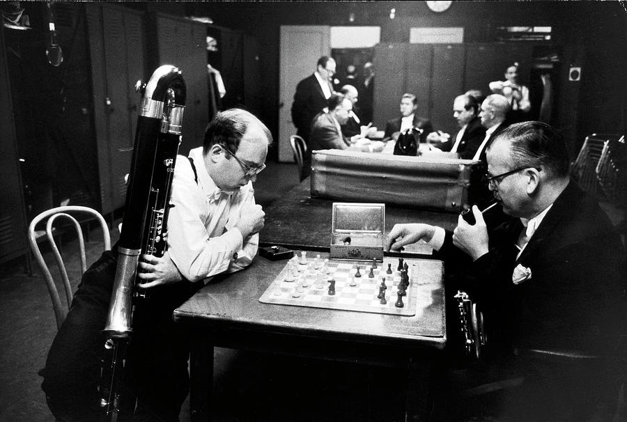 Music Photograph - Men Playing Chess by Alfred Eisenstaedt