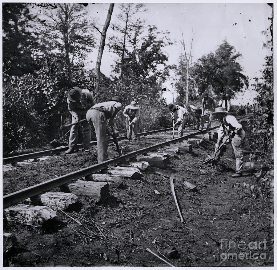 Men Rebuilding Railroad Photograph by Bettmann