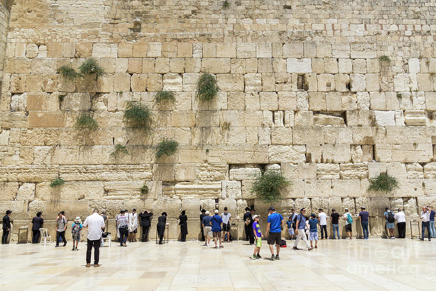 Men visit and pray in the mens section at the Western Wall in t Photograph by William Kuta