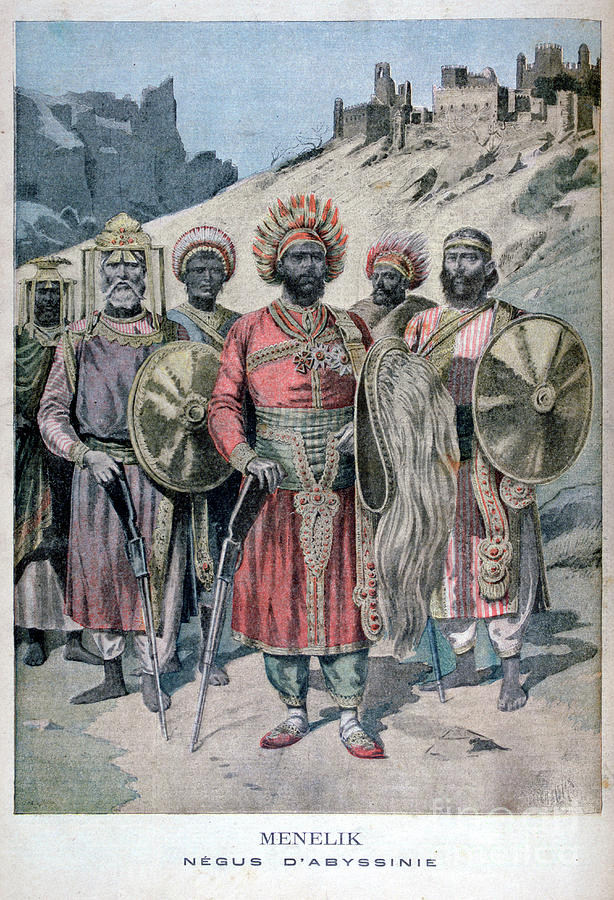 Menelik II Of Abyssinia, 1895. Artist Drawing by Print Collector