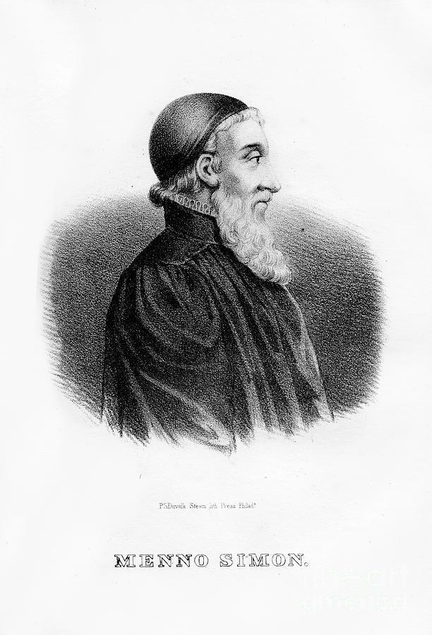 Menno Simons, Dutch Anabaptist Drawing by Print Collector